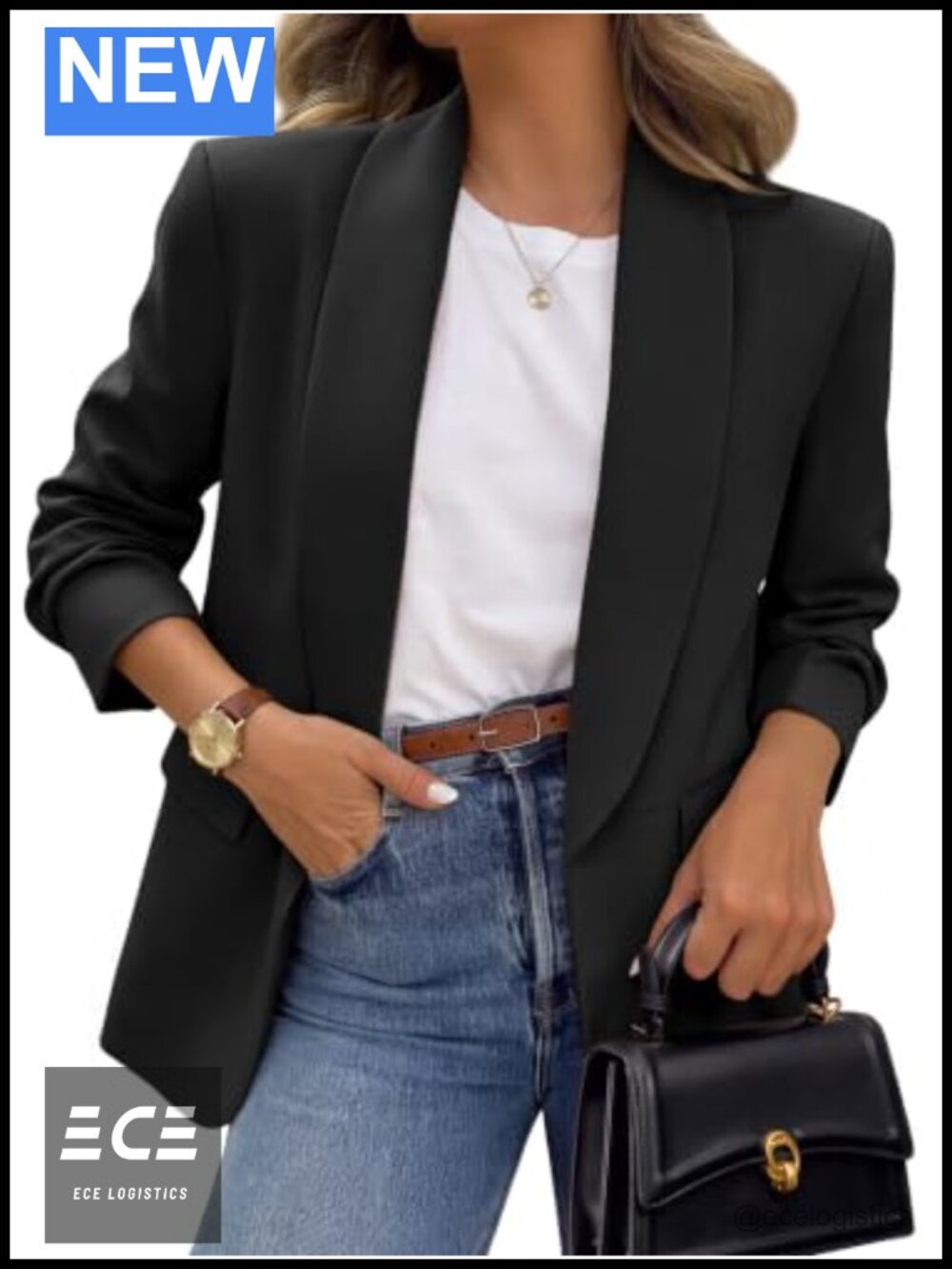Women's Lightweight Open Front Shawl Lapel Blazer Business Casual Office Suit